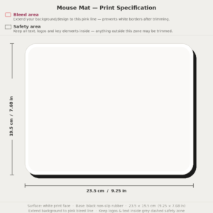rectangle polyester mousemat black backed – 19.5 x 23.5cm (7.6 x 9.2″)